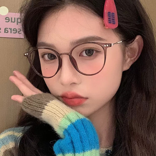 New TR90 anti-blue light flat mirror retro round frame Internet celebrity plain myopia glasses frame radiation protection glasses batch