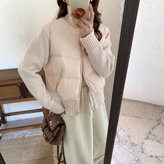 90白鸭绒轻薄高级感新款针织拼接羽绒服女短款修身显瘦小个子外套