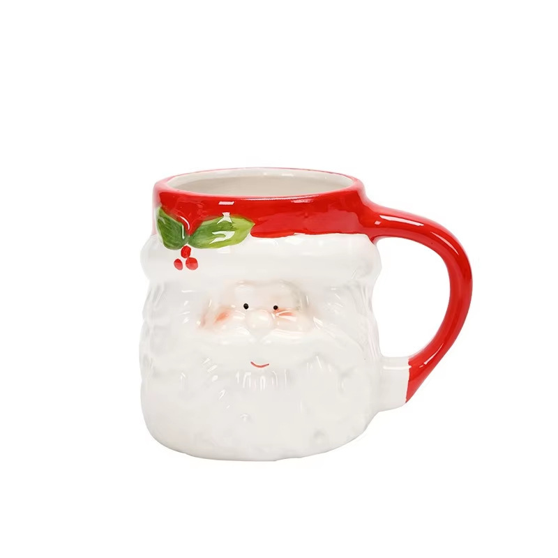 Taza de cerámica temática de Navidad Papá Noel pingüino forma taza de agua Qin Sheng regalo de cerámica taza de regalo de vacaciones