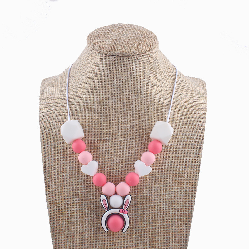 Amazon AliExpress al por mayor de silicona collar de cuentas de bricolaje auto-diseñado de joyería de grado alimenticio mordedura de bebé de molienda
