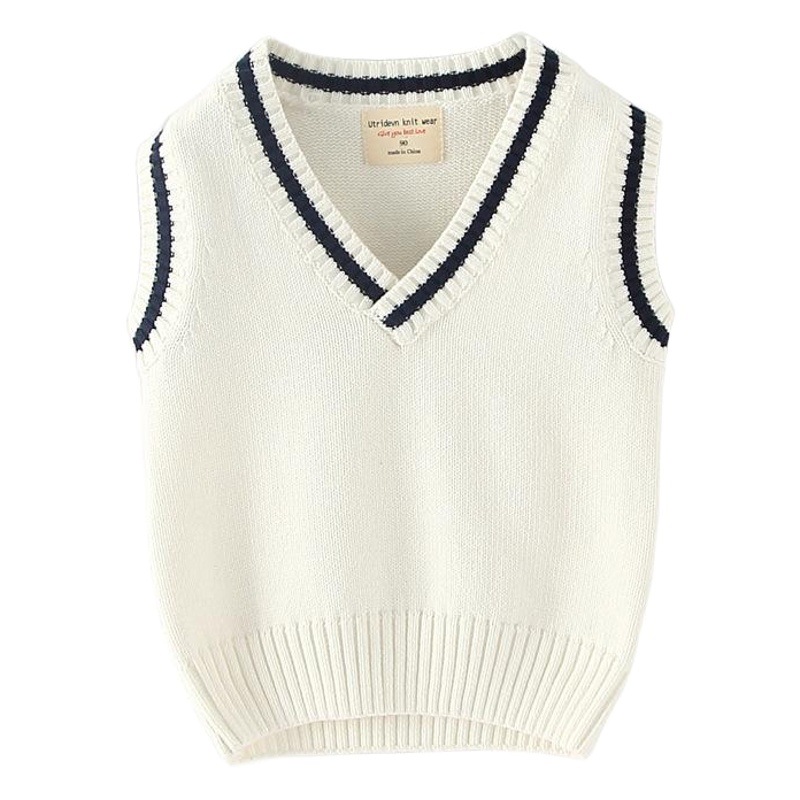 Otoño e Invierno forrado de lana para niños bebé uniforme escolar de algodón suéter chaleco niños medianas y grandes niñas de punto chaleco al por mayor
