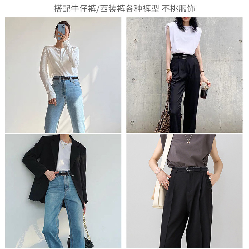 Cinturón de cuero genuino de alta calidad con pantalones vaqueros rectos cinturón de mujer simple diseño de todo fósforo sentido nicho pantalones cinturón