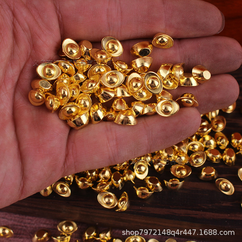 Alloy simulation mini gold ingot solid small gold ingot imitation gold melon seeds abacus solid rice cylinder companion gourd Alloy simulation mini gold ingot solid small gold ingot imitation gold melon seeds abacus solid rice cylinder companion gourd