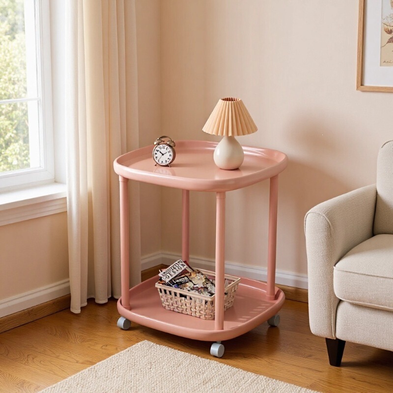 Bedside Table, Movable Trolley, Sofa Side Table, Bedroom Bedside Table, Living Room Table with Pulleys, Snack Storage Rack