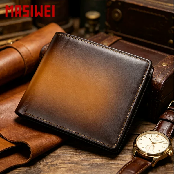 Foreign Trade Direct Sales Men's Genuine Leather Retro Wallet Rfid Anti-Theft Money Wallet with Multiple Card Slots 80% off Wholesale Wallet
