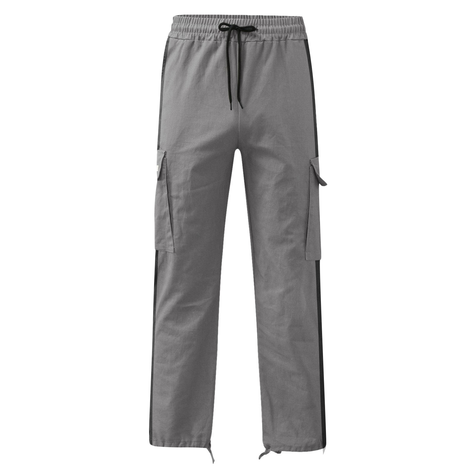 2023 Spring Autumn New Men's Work Pants European Drawstring Multi-Pocket Contrast Color Trousers for Men_voghion.com