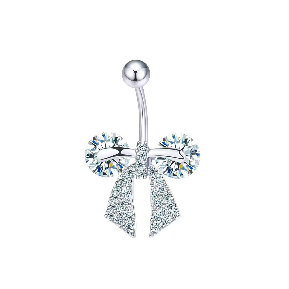 Exotic Geometric High-End Bow Navel Ring with Zircon - Copper Body Piercing Jewelry Wholesale detail image 7