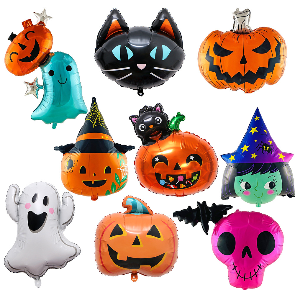 新款大號南瓜幽靈骷髏鋁膜氣球 萬聖節派對裝飾布置鋁箔氣球批發