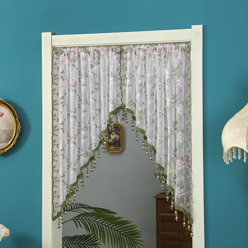 French Curtain Vintage Embroidered Lace Short Curtain Ambience Half Curtain Punch-free Curtain Corridor Door-to-door Partition Curtain French Curtain Vintage Embroidered Lace Short Curtain Ambience Half Curtain Punch-free Curtain Corridor Door-to-door Partition Curtain