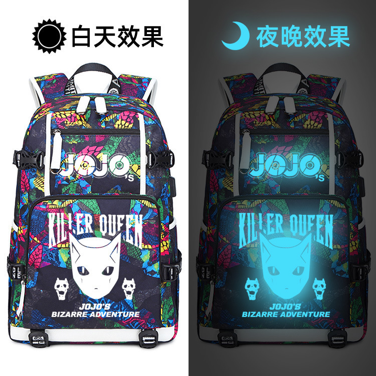 Two-dimensional Animation Peripheral Backpack jojo's Bizarre Adventure School Bag Male and Female Student Backpack Large Capacity Luminous Two-dimensional Animation Peripheral Backpack jojo's Bizarre Adventure School Bag Male and Female Student Backpack Large Capacity Luminous
