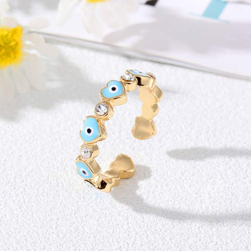 European and American cross-border new love devil's eye ring fashionable diamond adjustable eye ring retro hand jewelry