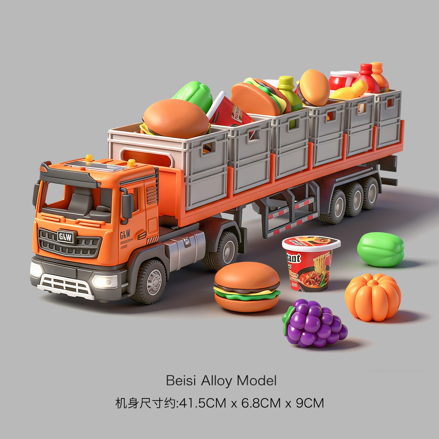 Alloy Transport Truck Toy Children's Simulation Trailer Container Model Cargo Truck Car Boy Pretend Play