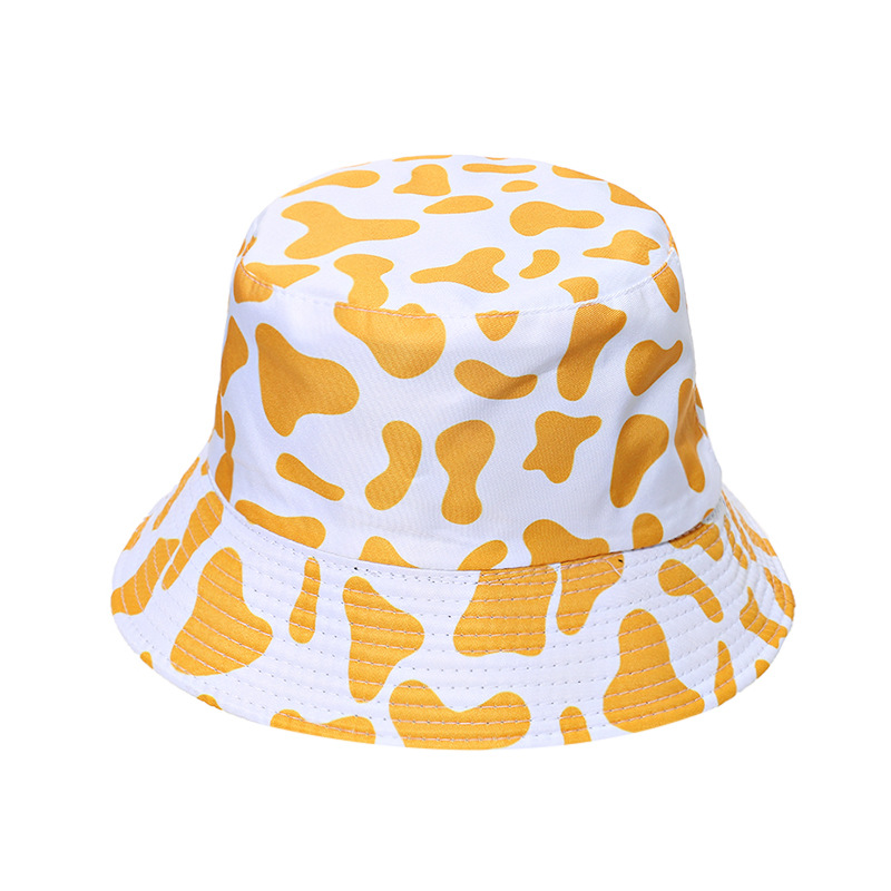 Polyester Material Cows Pattern Women's Casual Basic Cows Flat Eaves Bucket Hat