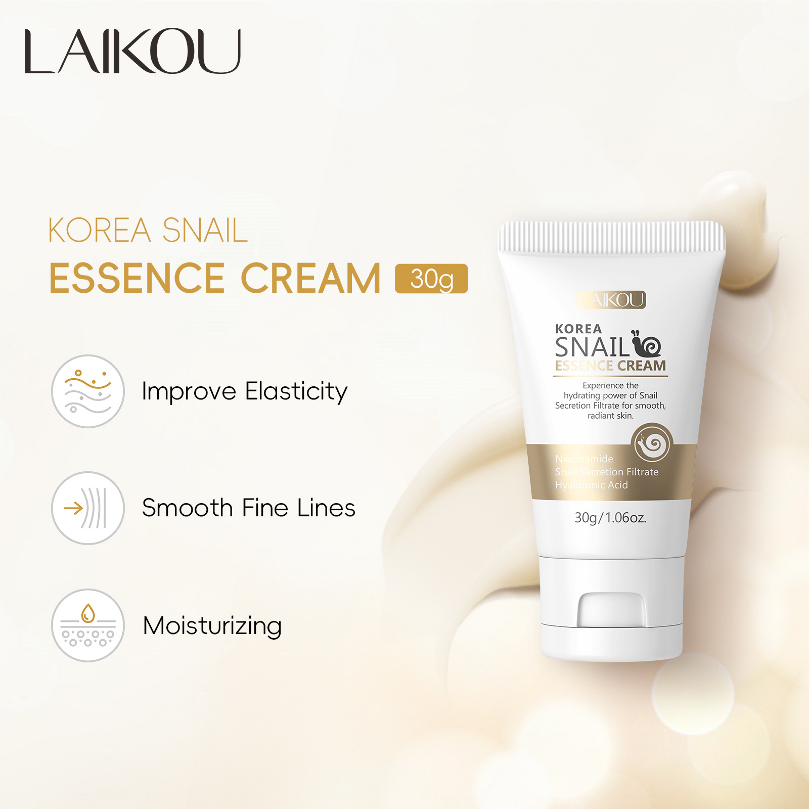 Cross-border Lekom Snail Essence Crema 30g Crema hidratante Hidratante Piel facial Cosméticos coreanos