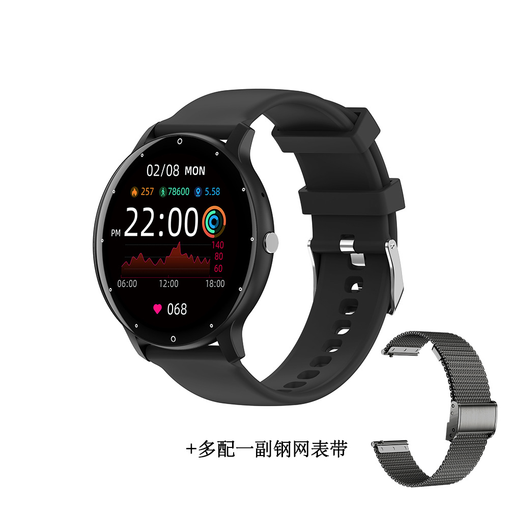 스틸 블랙 + 블랙 실리콘 밴드