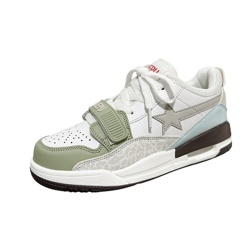 Small fresh spring fruit green contrasting color air cushion jogging shoes ulzzang trendy couple white sports sneakers for men and women
