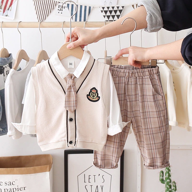 Boys spring suit 2021 new pattern One year old boy clothes handsome birthday Male baby Three spring and autumn