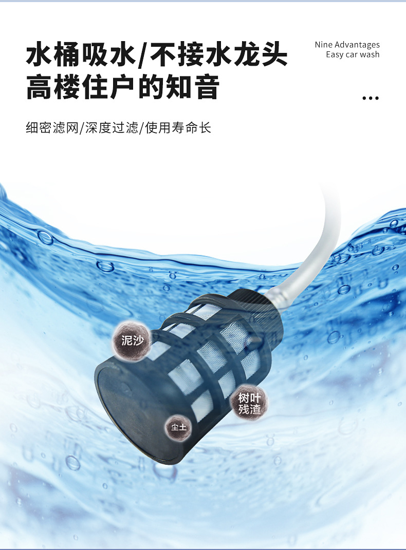 High-Pressure Car Wash Water Gun Lithium Battery Cleaning Machine Spray Gun High-Power Cordless Car Washer Portable Cleaning Machine