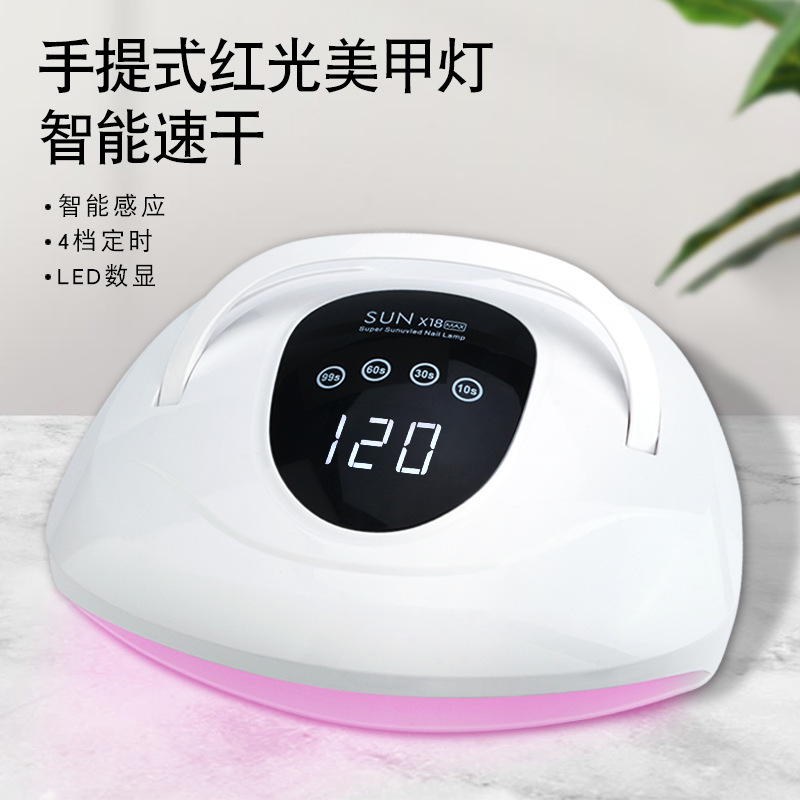 Lámpara de uñas de luz roja, lámpara para hornear de 320W de alta potencia, pegamento de esmalte de uñas, máquina de fototerapia uv de secado rápido, lámpara de uñas de dos manos, no manos negras