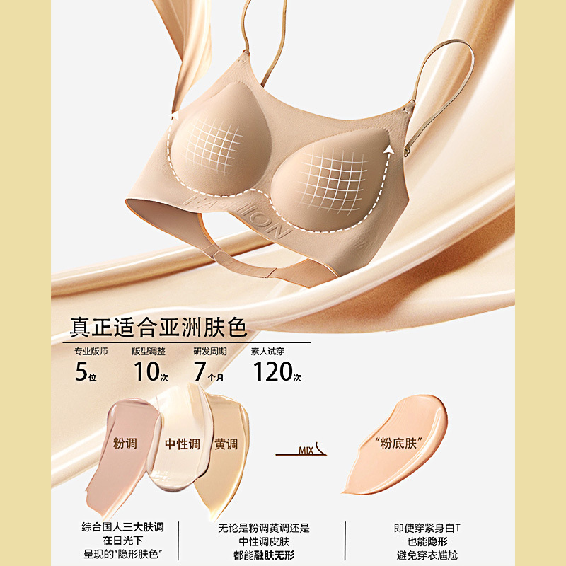 ファンデーションの新型の無痕大U下着の女性のステルスのブラジャーの小さい胸は集まっていません。|undefined