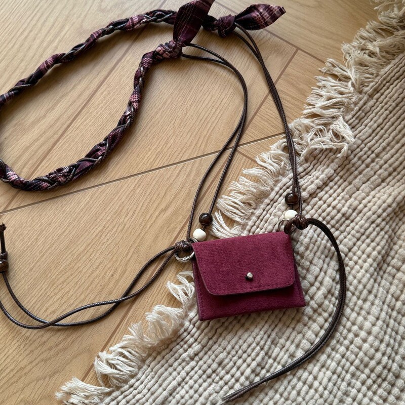 Korean Retro Mini Bag New Suede Halterneck Coin Key Bag Accessories Frosted Mini Lipstick Bag