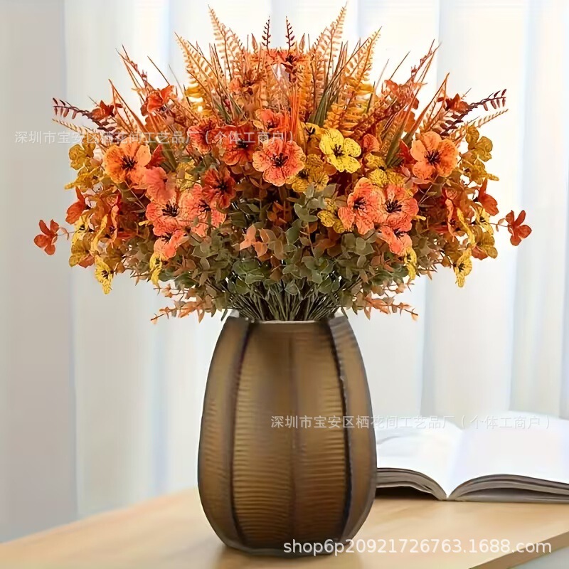 Cross-Border Amazon Autumn Eucalyptus Violet Persian Leaf Artificial Flowers Outdoor Garden Artificial Greenery Decoration Cross-Border Amazon Autumn Eucalyptus Violet Persian Leaf Artificial Flowers Outdoor Garden Artificial Greenery Decoration