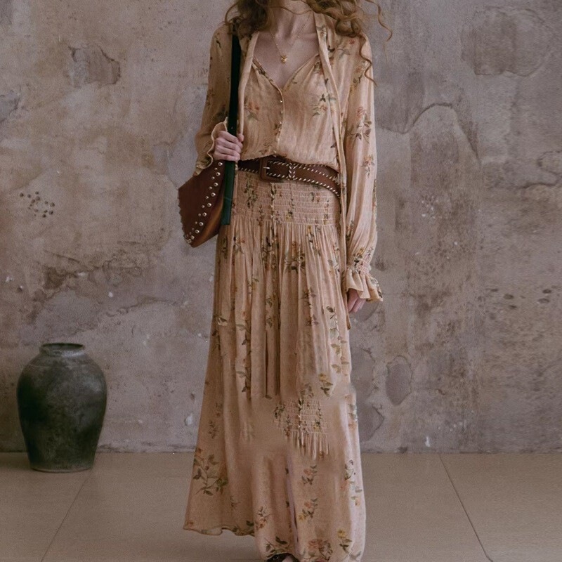 In-stock Ptre "Misty Wild Rose" rayon flowy ruched dress, French vintage dress, vintage floral print In-stock Ptre "Misty Wild Rose" rayon flowy ruched dress, French vintage dress, vintage floral print