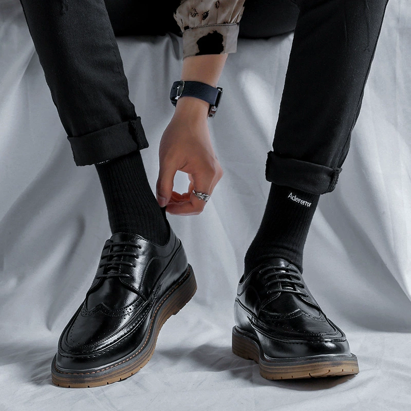Костюм Маленькая кожаная обувь Мужское Деловое платье Повседневная универсальная Классическая модная обувь на толстой подошве в Корейском стиле в стиле Брок 25833-R