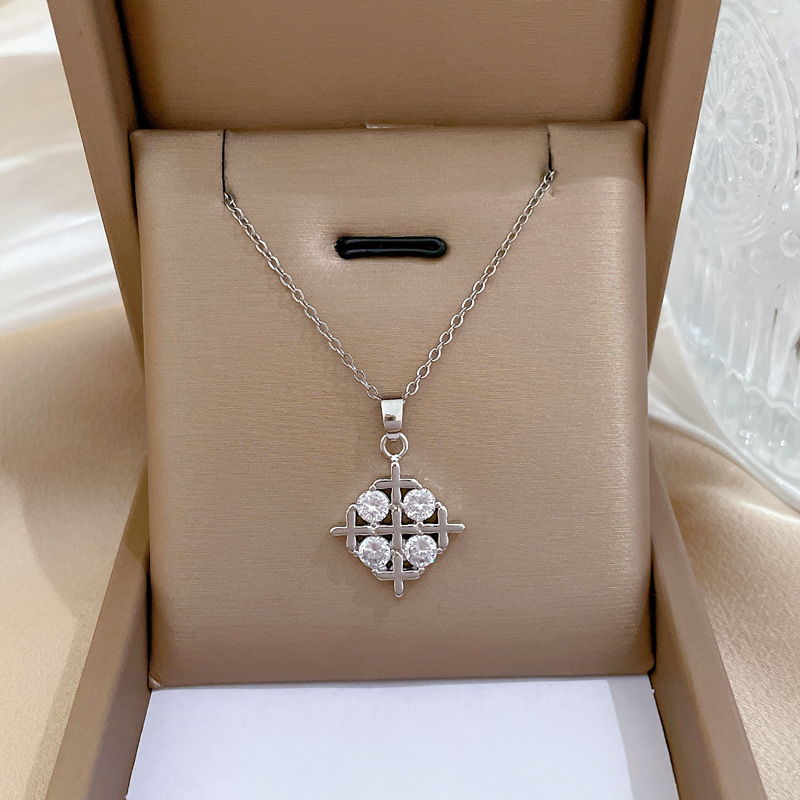 Titanium Steel Water Drop Phoenix Full Diamond Zircon Necklace display picture 2
