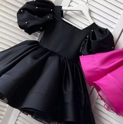 Abito rosa con maniche a sbuffo e dettagli di perle, gonna tutù da principessa per bambine, costume da spettacolo di danza, abito da passerella per pianoforte_voghion.com