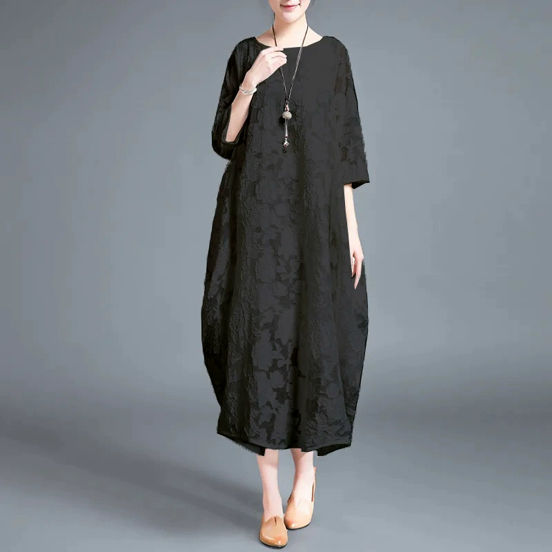 Элегантное свободное платье 2023 Лето Новый плюс размер Ретро Кружева Этнический Стиль Мода Элегантная Женская Пухлая Девушка