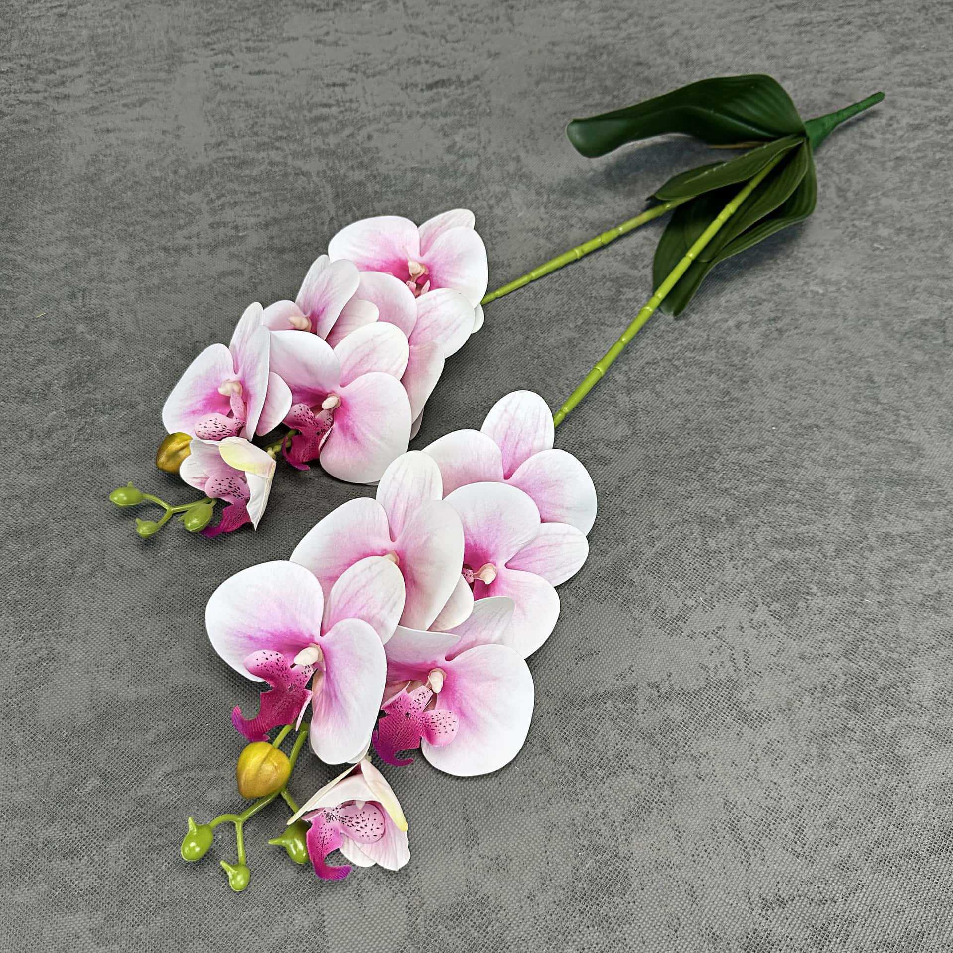 Simulación de 2 horquillas 12 mariposa orquídea PU sensación de flores falsas decoración del hogar decoración de boda props orquídea adornos al por mayor