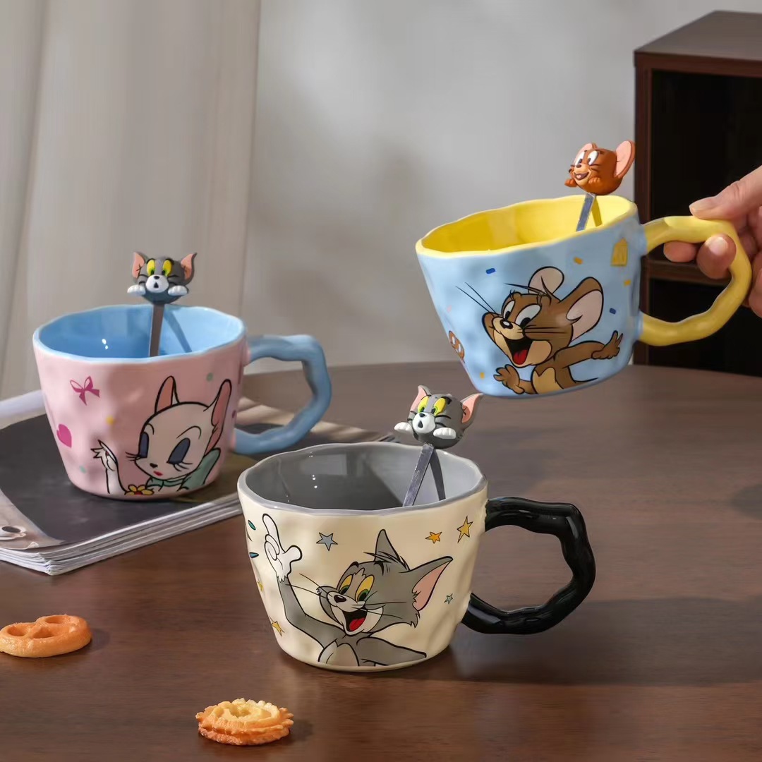 Taza de gato y ratón Taza de desayuno de gran capacidad de oficina Regalo personalizado Taza de café de cerámica Taza de alto valor