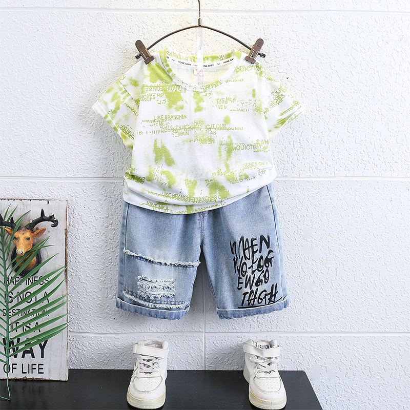 7148 ropa para niños traje para niños verano 2025 nuevos pantalones de camiseta de manga corta coreana para niños verano bebé guapo