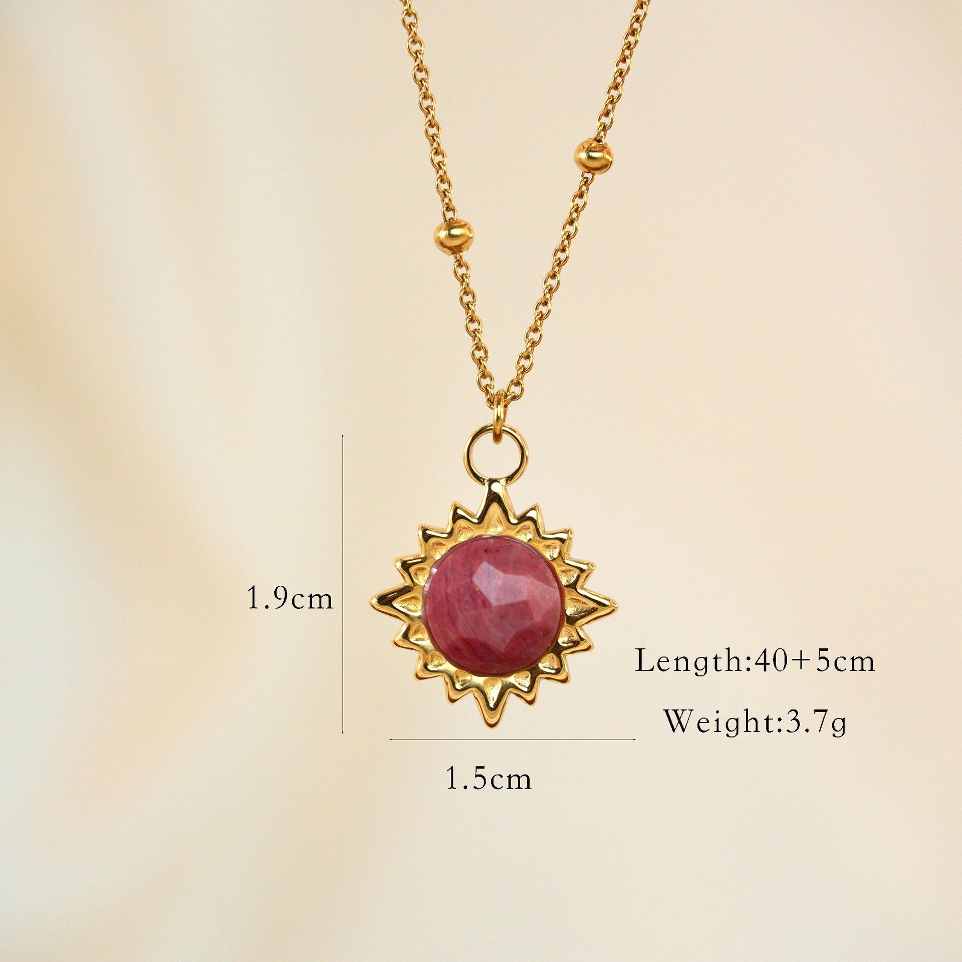 Geometric Pattern Simple Style Geometric Natural Stone Titanium Steel Pendant Necklace In Bulk