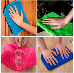 Cross-border ultra-fine fiber home cleaning set, absorbent towel, microfiber kitchen dishwashing cloth, scuff pad wholesale