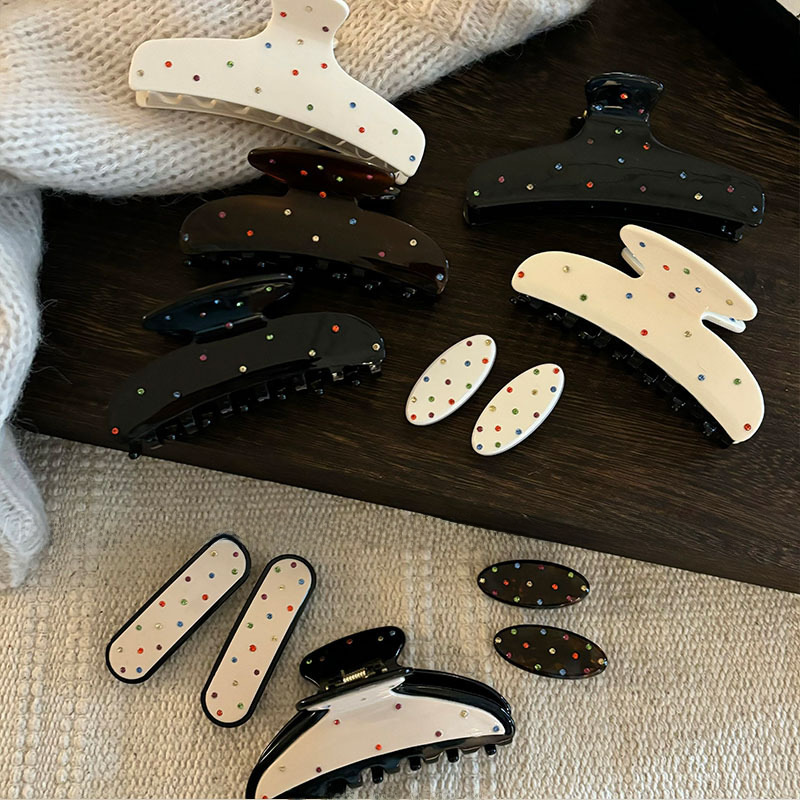 Käsefarbe passende Haarnadel mit Strasssteinen, doppelseitige, diamantbesetzte Acetat-Haarspange, All-Match-Haarspange, Haarschmuck_voghion.com