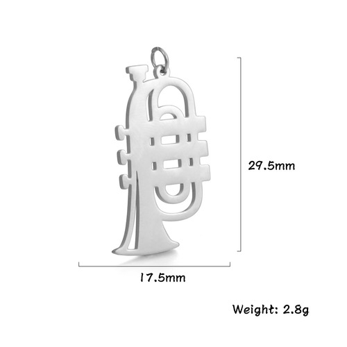 Japanese and Korean trendy accessory musical instrument shapes guitar microphone headphones saxophone notes steel color stainless steel pendant