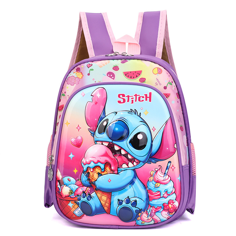 Mochila de dibujos animados Stitch de carcasa dura de 12 pulgadas al por mayor Mochila de jardín de infantes ultraligera Mochila para niños de 3-4 años