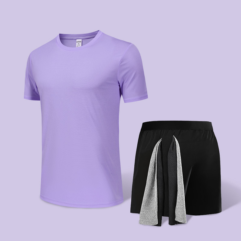 Verano transfronterizo Amazon al aire libre suelto color sólido traje de talla grande deportes y ocio cuello redondo pantalones cortos de manga corta traje de dos piezas