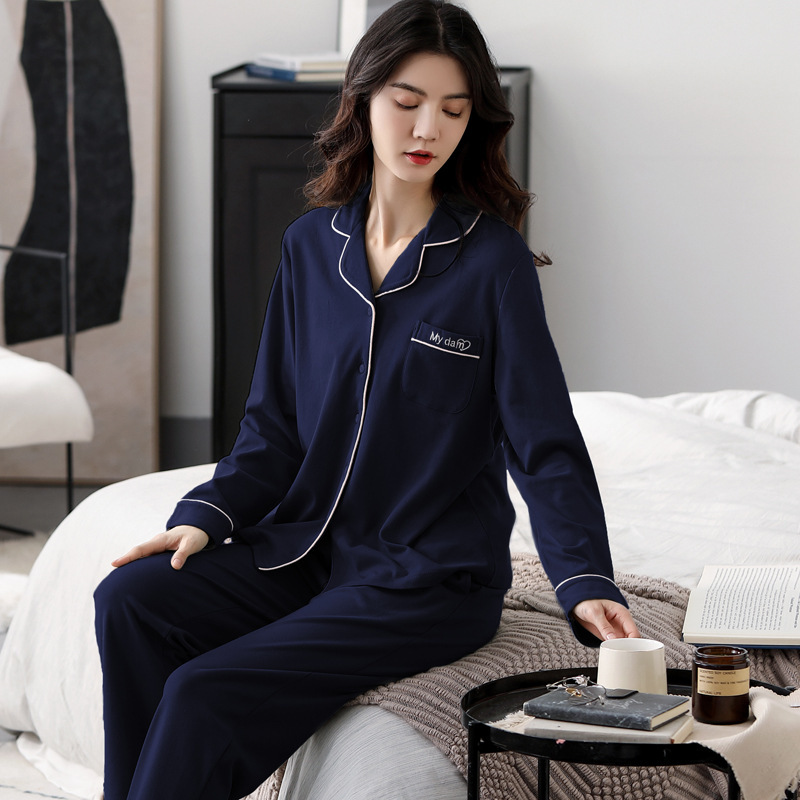 Traje % Pijama de algodón de manga larga impresa casual suelta primavera y otoño delgada ropa de aire acondicionado ropa para el hogar se puede usar fuera