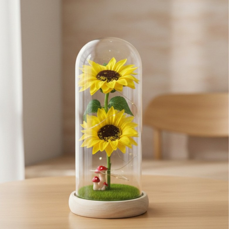 Girasoles transfronterizos jabón eterno flores jabón vidrio cubierta regalo del día de la madre decoración de la noche luces regalos de graduación temporada