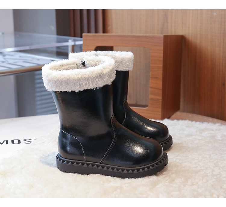 Girls' Children's Martin 2025 Autumn New Fleece-Lined Cotton Shoes Winter Baby Warm Snow Mid-High Boots_voghion.com