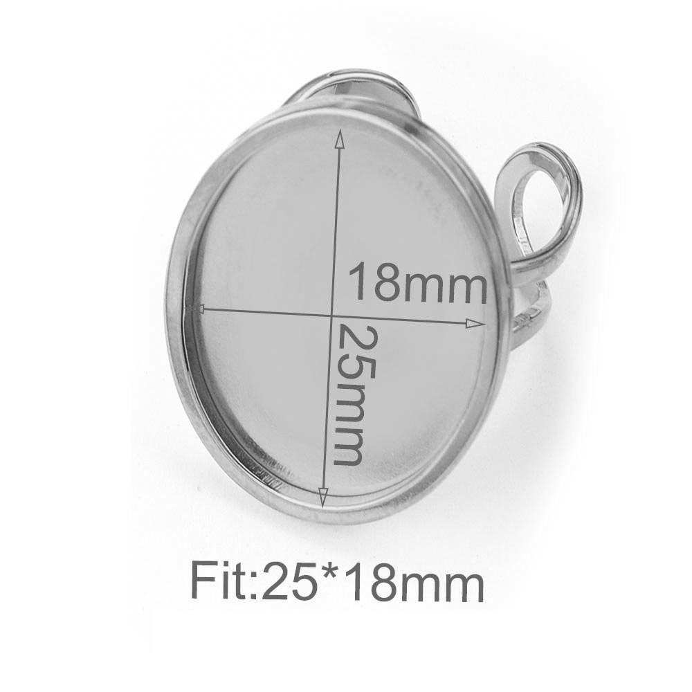 ステンレス鋼調節可能なリング円形スクエア長方形diyファッション時間宝石パレットアクセサリーアクセサリー