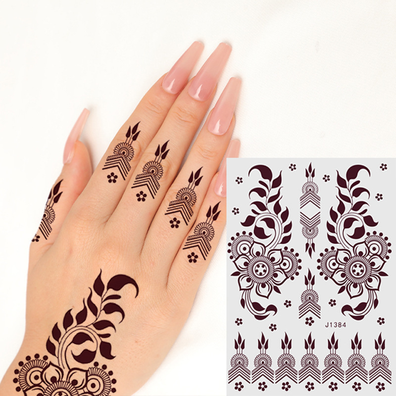 New European and American White Lace Tattoo Stickers Waterproof 3D Indian Brown Hannah Semi-Permanent Tattoo Stickers Amazon