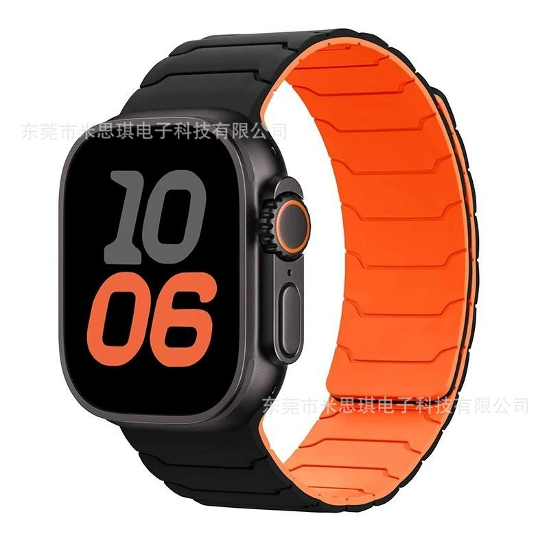Подходящий ремешок для Apple Watch Armor Warrior Apple Watch S10 поколения силиконовый магнитный ремешок универсальный ремешок для Apple Watch