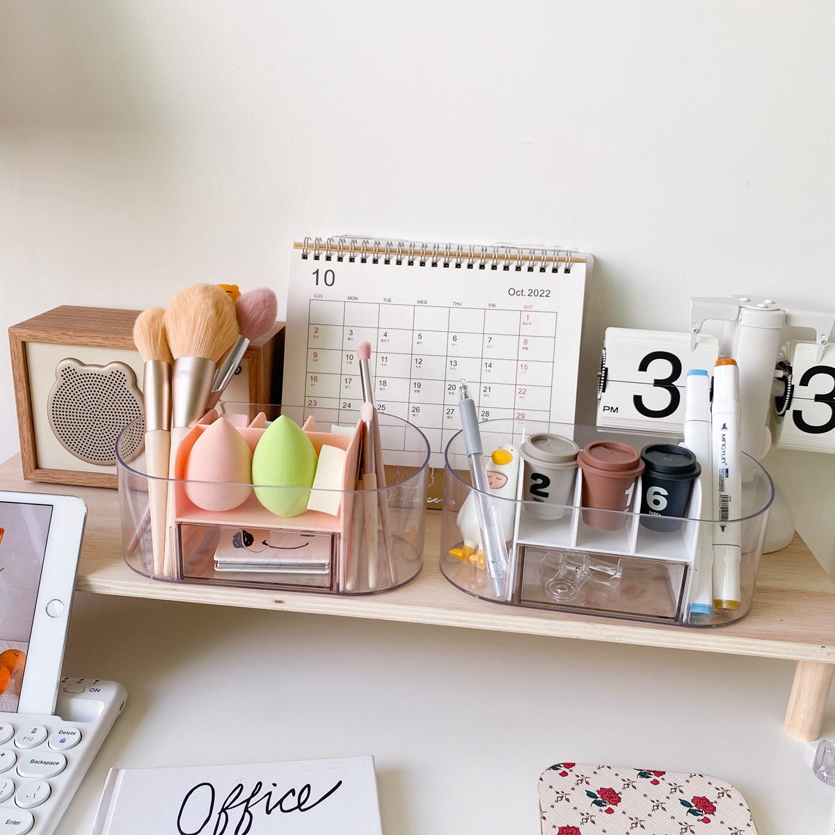 Desk organizer stationery wholesale transparent cosmetics lipstick divider storage Japanese drawer-style plastic acrylic