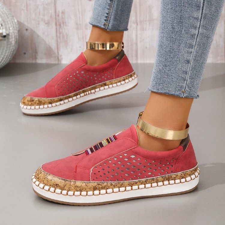 Women Leather Shoes Work Shoes Sneakers Rubber Sole Mesh Slip Resistant Sneakers Footgear_voghion.com