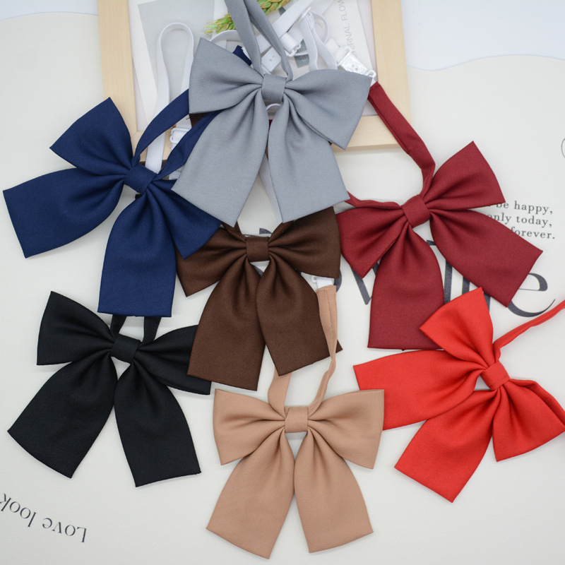 Jk Collar Flower Girl Korean Style Japanese Style Preppy Style School Uniform Pure Color Bow Tie Black Coffee Color Accessories Trendy