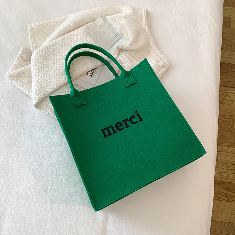 Bolsos de fieltro de gran capacidad, simples y versátiles, bolsos de mujer, bolsos bento, bolsos de viaje convenientes, bolsos de compras